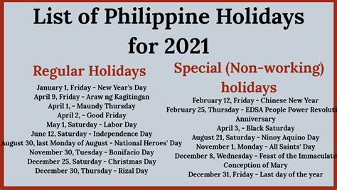 2021 list of philippine holidays.